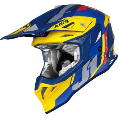 КАСКА J39 REACTOR Motocross Helmet Yellow/Blue